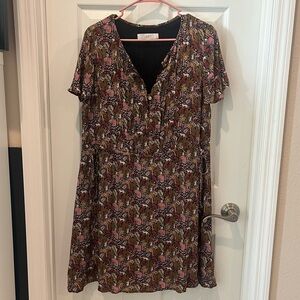 LOFT Cream Flutter Sleeve Dress